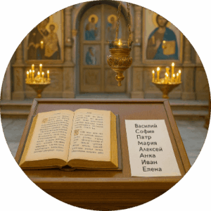 Священники вносят имена в церковные помянники для молитвенного поминовения на ближайших богослужениях.